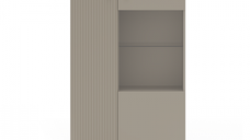 Vitrina joasa DOMINICA, 2 usi, geam, taupe + stejar silverjack, 85,5x41x137 cm