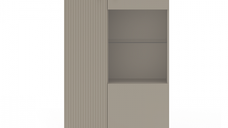 Vitrina joasa DOMINICA, 2 usi, geam, taupe + stejar silverjack, 85,5x41x137 cm
