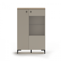 Vitrina joasa DOMINICA, 2 usi, geam, taupe + stejar silverjack, 85,5x41x137 cm - 1