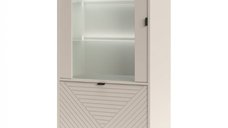 Vitrina joasa EVO, 2 usi, geam, casmir + stejar castello, 68,4x40x135,2 cm