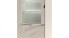 Vitrina joasa EVO, 2 usi, geam, casmir + stejar castello, 68,4x40x135,2 cm