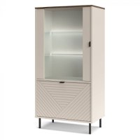 Vitrina joasa EVO, 2 usi, geam, casmir + stejar castello, 68,4x40x135,2 cm - 1