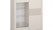 Vitrina joasa RUBEN, 2 usi, geam, casmir + stejar piatra, 116,4x42,2x153 cm