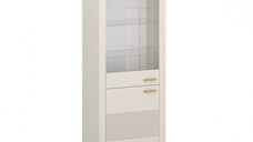 Vitrina RUBEN, 2 usi, geam, casmir + stejar piatra, 69,6x42,2x203 cm
