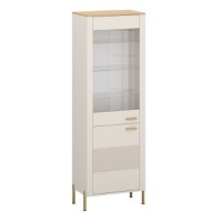 Vitrina RUBEN, 2 usi, geam, casmir + stejar piatra, 69,6x42,2x203 cm - 1