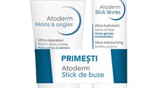 Bioderma Pachet Atoderm crema de maini si unghii 50 ml + stick de buze 4 g