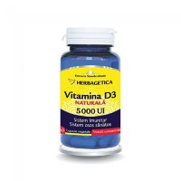 Herbagetica Vitamina D3 naturala 5000UI, 60 capsule - 1
