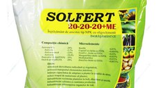 Solfert 20-20-20+ME 1 kg, ingrasamant foliar echilibrat tip NPK+ microelemente (Bor, Cupru, Fier, Mangan, Molibden, Zinc), stimuleaza dezvoltarea radiculara si vegetativa, imbunatateste calitatea si cantitatea productiei
