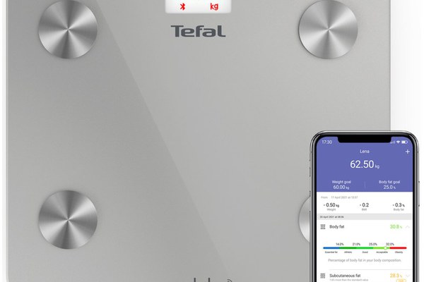 Cantar de persoane inteligent Tefal Goodvibes Life BM9600S1, 160 Kg, 10 masuratori, Bluetooth, Argintiu