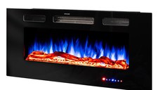 Semineu electric de perete/incorporabil Adeli multicolor, Art Flame, 130 de combinatii ale culorii flacarilor, Termostat, Cristale si busteni