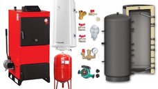 Centrala pe combustibil solid Fiama D2-60, 70 kW, cu Ventilator, Automatizare, Puffer 1000L, Boiler Termoelectric si Accesorii