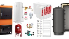 Centrala pe combustibil solid Fiama W 45 kW - Pachet complet cu Puffer 1000 litri, Radiatoare Otel si Boiler Termoelectric