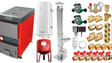 Centrala pe combustibil solid Fornello Rustic KP 20 kW cu plita, accesorii incluse