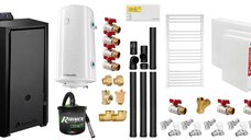 Centrala pe peleti Fornello EVA B Black 25 KW cu accesorii complete