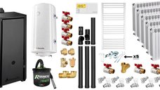 Centrala pe peleti Fornello EVA B Black 25 KW - Pachet complet cu accesorii si Wi-Fi