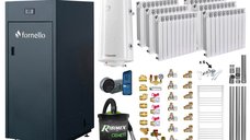 Centrala pe peleti Fornello King Plus 25 KW - Pachet complet cu termostat, calorifere aluminiu si accesorii