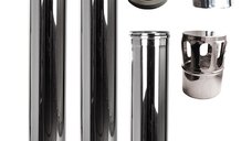 Kit de evacuare (cos de fum) Fornello, INOX, pentru centrale si termoseminee pe peleti, diametru 80 mm, etansare cu garnitura, complet pentru montaj, 2,5 metri lungime