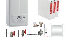 Pachet apartament cu 2 camere, centrala termica pe gaz in condensare IMMERGAS VICTRIX OMNIA 25, kit evacuare inclus, calorifere otel, kit armaturi centrala, robineti calorifere