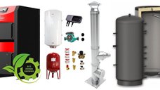 Pachet Centrala combustibil solid ​Sunsystem Burnit NWB PRIME 30 kW, puffer, cos inox, boiler termoelectric, vas expansiune, pompa circulare, controller pompa, fitinguri montaj