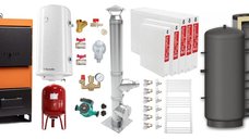 Pachet centrala Fiama W 35 kW cu puffer de 1000 L, cos inox, radiatoare din otel si boiler termoelectric