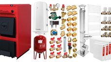 Pachet centrala Fornello T-PRO 25 kW pe combustibil solid, cu cos inox, radiatoare, boiler si accesorii