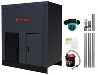 Pachet Centrala pe peleti Fornello Eco Energy 40 kW, echipata cu automatizare, pompa, afisaj digital, arzator fonta, curatare mecania a drumurilor de fum, buncar peleti integrat 100 kg, kit evacuare 3.5 ml, termostat ambient si aspirator cenusa - 1