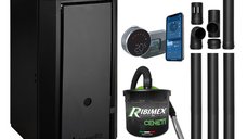 Pachet centrala pe peleti Fornello EVA B Black 30 kW, cu kit evacuare, termostat Salus IT800 si aspirator, negru