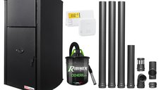 Pachet centrala pe peleti Fornello Fiama Confort B 25 kW cu termostat Salus, aspirator de cenusa si kit evacuare