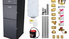 Pachet centrala pe peleti Fornello Pellet King 30 kW cu boiler 100 l, termostat SALUS, aspirator si kit montaj