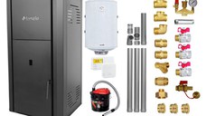 Pachet Centrala peleti Fornello Primo Pellet Black 30 kw, complet echipata pentru incalzire, pompa, vas expansiune, automatizare, kit evacuare 3.5 ml, Boiler Termoelectric Fornello 100 l, Termostat Salus 091FLRFV2, Aspirator si kit montaj