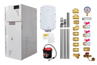 Pachet Centrala termica compacta pe peleti Fornello Rossi Camino Compact 25 kw, pompa de circulatie, vas expansiune, tiraj fortat, Ecodesign, A+, Kit evacuare 3.5 ml, Boiler Termoelectric Fornello 100 l, Termostat Salus 091FLRFV2, Aspirator si Kit mo - 1