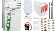 Pachet Centrala termica pe peleti Fornello Lidya Compact 25 kw, pompa Grundfos, arzator inox, curatare mecanica arzator si schimbator, A+, Kit evacuare 3.5 ml, Boiler Fornello 100 l, Termostat Salus 091FLRFV2, Aspirator, Radiatoare si Kit montaj