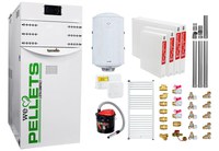 Pachet Centrala termica pe peleti Fornello Lidya Compact 25 kw, pompa Grundfos, arzator inox, curatare mecanica arzator si schimbator, A+, Kit evacuare 3.5 ml, Boiler Fornello 100 l, Termostat Salus 091FLRFV2, Aspirator, Radiatoare si Kit montaj - 1
