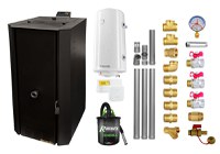 Pachet Centrala termica pe peleti Fornello Rossi B Black 25 kw, pompa de circulatie, vas expansiune, tiraj fortat, Ecodesign, A+, Boiler Termoelectric Fornello 100 l, Termostat Salus 091FLRFV2, Aspirator, Kit evacuare 3.5 ml si Fitinguri montaj - 1