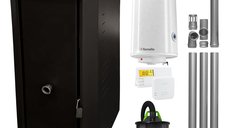 Pachet Centrala termica pe peleti Fornello Rossi B Black 25 kw, pompa de circulatie, vas expansiune, tiraj fortat, Ecodesign, A+, Boiler Termoelectric Fornello 100 l, Termostat Salus 091FLRFV2, Aspirator si Kit evacuare 3.5 ml