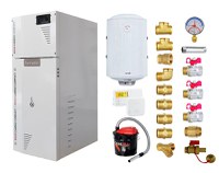 Pachet Centrala termica pe peleti Fornello Rossi Camino Compact 35 kw, pompa de circulatie, vas expansiune, tiraj fortat, Ecodesign, A+, Boiler Termoelectric Fornello 100 l, Termostat Salus 091FLRFV2, Aspirator si Kit montaj - 1