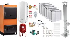 Pachet Complect Incalzire Fiama W 35 kW cu Cos Inox, Calorifere Aluminiu Fornello Alvo si Boiler Termoelectric