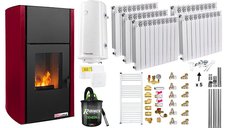 Pachet Complect Termosemineu pe Peleti Fornello Fiama Confort 25 kW Bordeaux