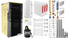 Pachet complet 2 camere termoșemineu Fornello Primo Truva 25 kW Ivory