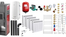 Pachet complet de incalzire Fornello Roma E Bordeaux 22 kW cu boiler de 100 l, radiatoare Alvo si accesorii