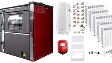 Pachet complet de incalzire si apa calda FORNELLO STAR Red 34 kW pe combustibil solid
