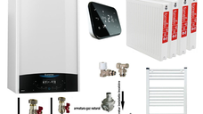 Pachet complet pentru apartament cu 3 camere - Centrala termica Ariston Genus One+ 24, 24 kW, kit evacuare, termostat Salus IT 500, calorifere si accesorii