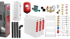 Pachet complet pentru incalzire si apa calda - Termosemineu Fornello Roma E, 22 kW, 49x45x103 cm
