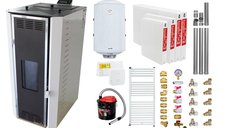 Pachet Complet Termosemineu pe Peleti Fornello Camino Rossi 25 kW cu Accesorii