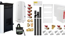 Pachet Complet Termosemineu pe Peleti Fornello EVA 30 KW cu Accesorii Incluse
