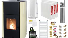 Pachet Complet Termosemineu pe Peleti Fornello Fiama Confort 12 kW pentru Incalzire Eficienta