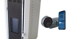 Pachet control de la distanta Termosemineu pe peleti Fornello Camino Rossi 35 kW cu pompa Grundfos si termostat Wi-Fi Salus IT 800