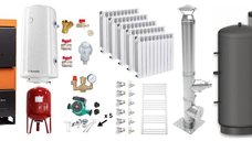Pachet de incalzire Fiama W 25 kW cu puffer de 800 l, cos de fum inox, radiatoare Fornello ALVO si boiler termoelectric