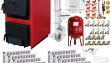 Pachet de incalzire Fornello T-PRO 40 kW cu cos de fum inox, calorifere din aluminiu si boiler