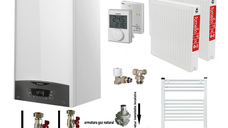Pachet de incalzire pentru apartament cu 1 camera, Ariston CLAS ONE+ WI-FI 24 kW, termostat si calorifere din otel